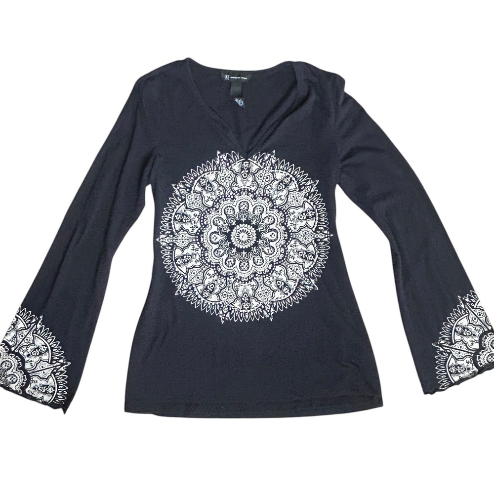 INC International Concepts Fairy Mandala Print Flared Sleeve Top -‎ Women's